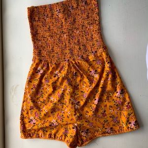 Orange floral romper